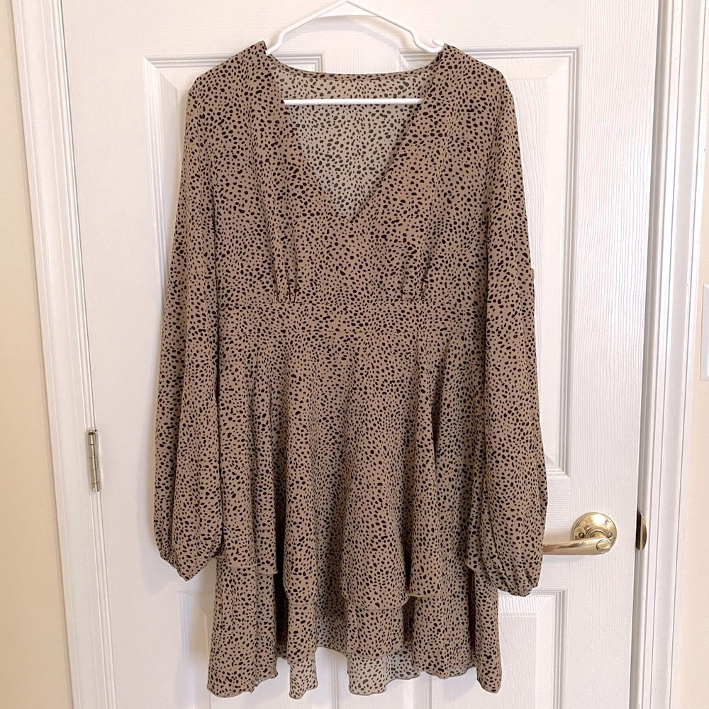 SHEIN Dalmation Print Tiered Layer Dress